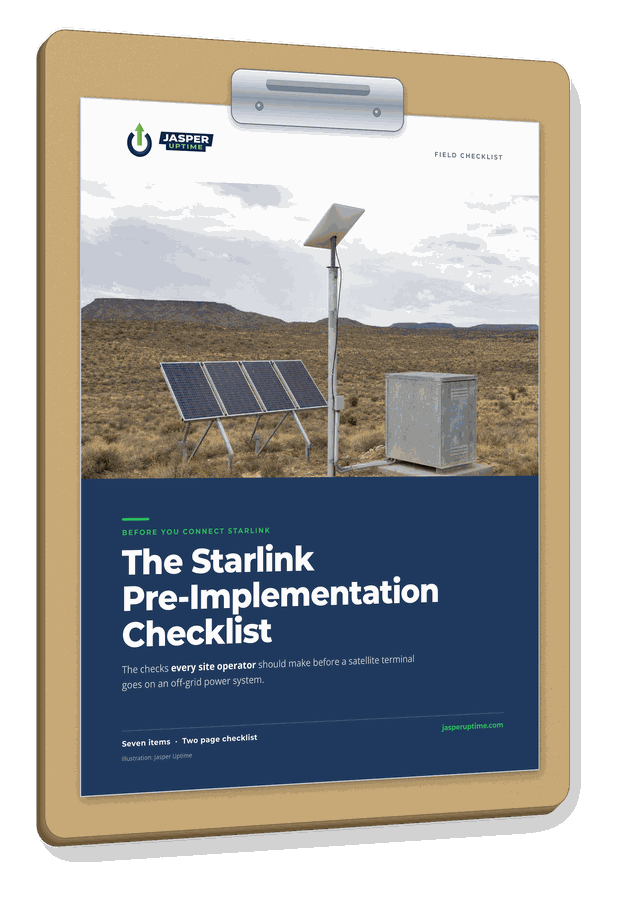 The Starlink Pre-Implementation Checklist on a clipboard.